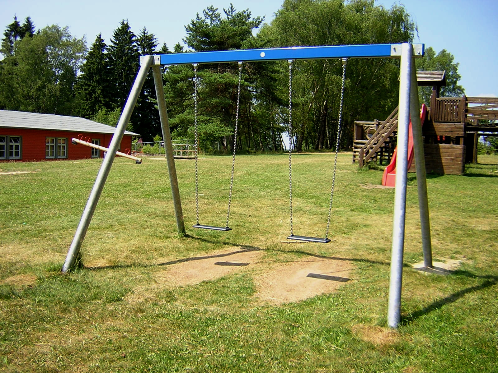 2-Sitzer-Schaukel, komplett aus Stahl, verzinkt - 2xGummischaukelsitz