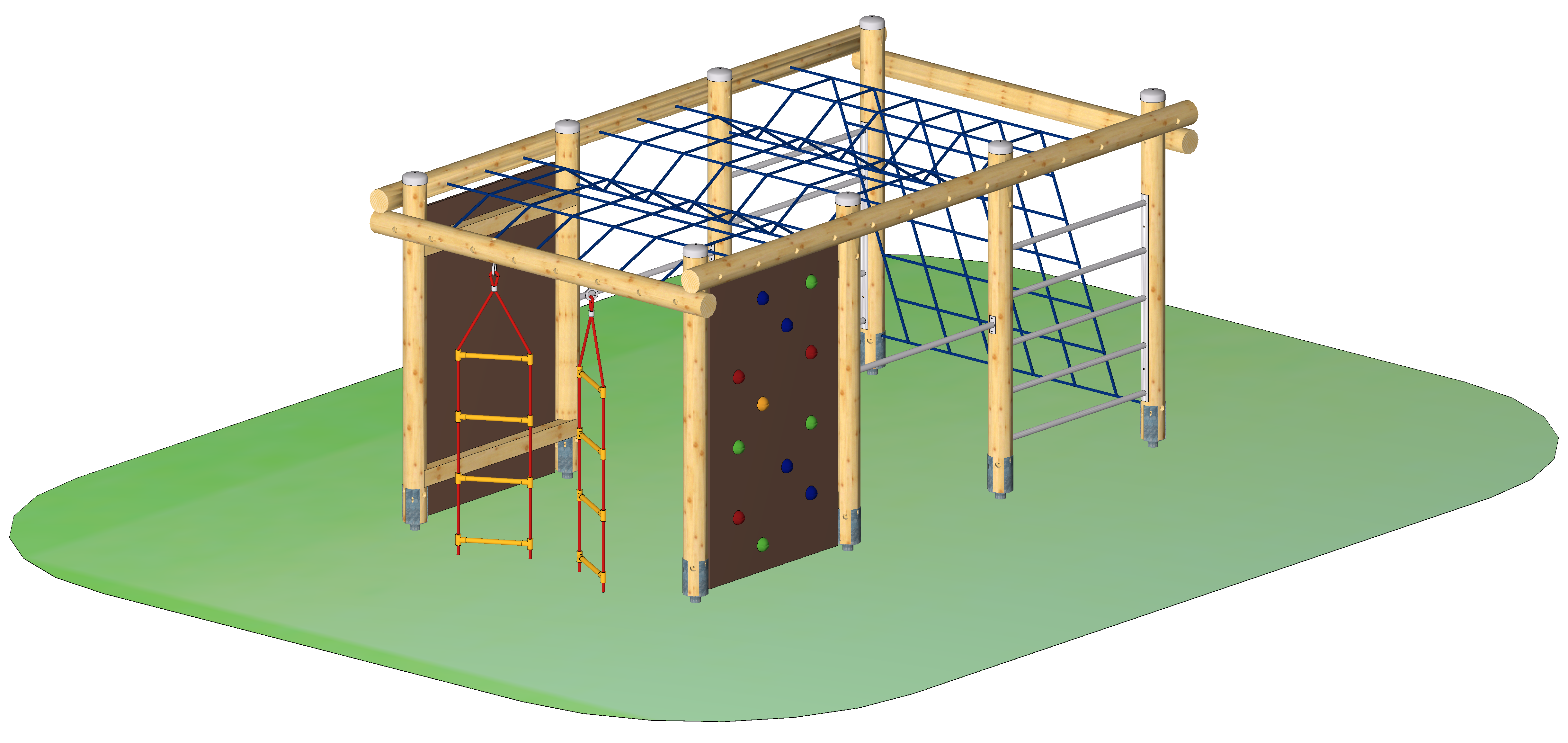 Klettergarten mit Free-Climbing Wänden, Höhe 200 cm