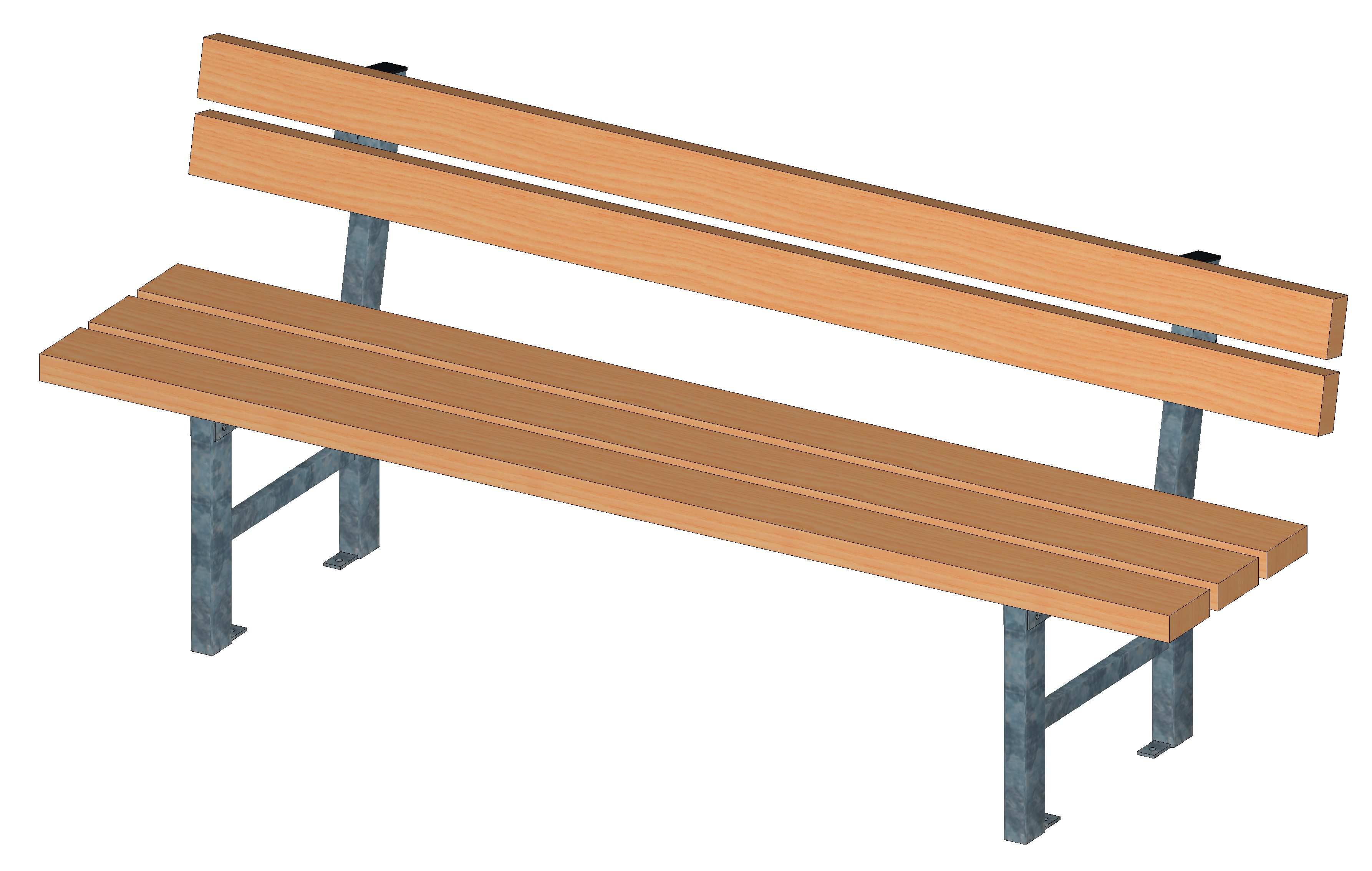 Bank "Elbe" mit Lehne, Sitzhöhe 45 cm