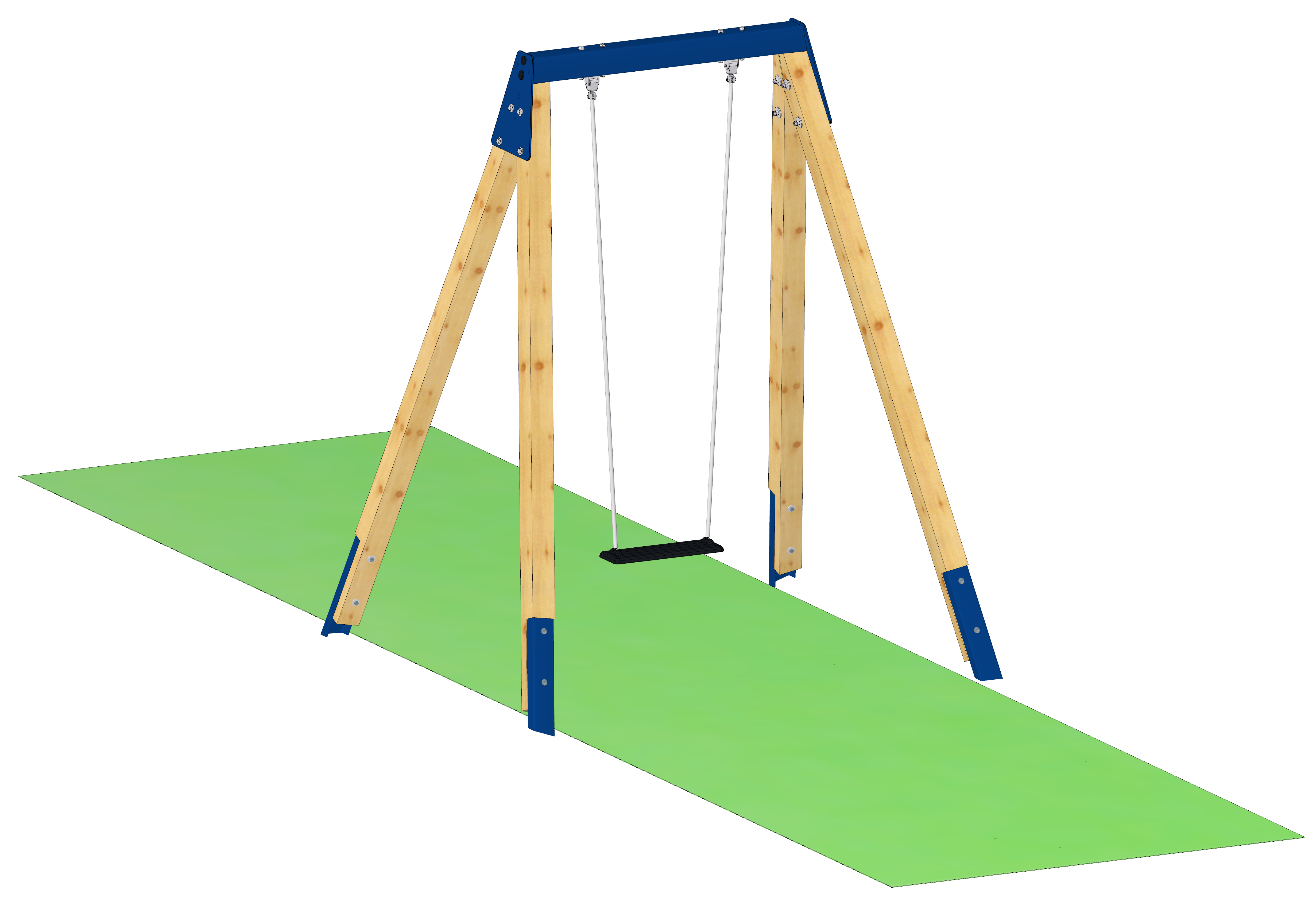 1-Sitzer-Schaukel 230 Kantholz mit Querträger aus Stahl blau pulverb.