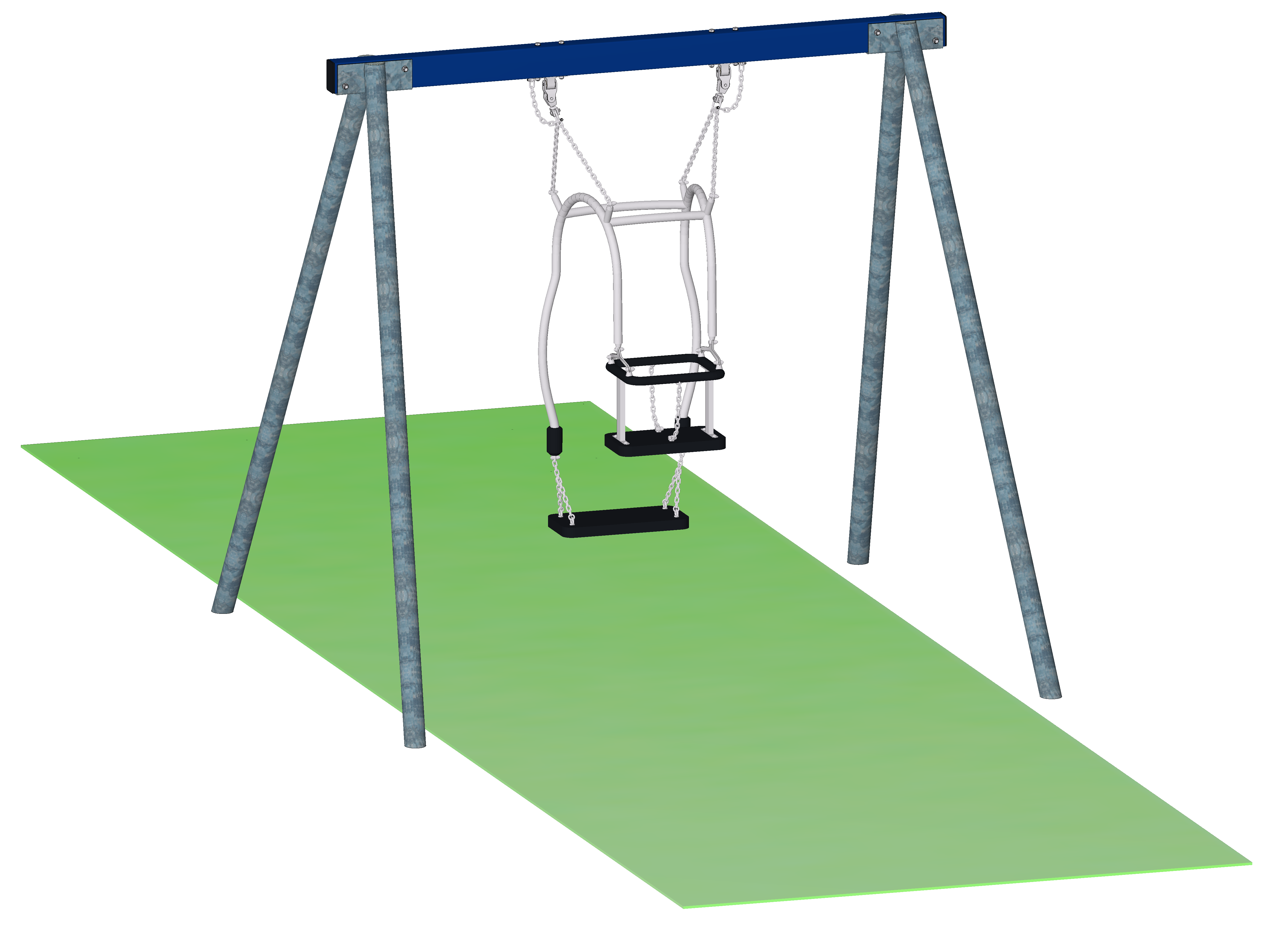 Eltern-Kind-Schaukel, Stahl, Querträger blau - 1 x Sitz "Groß und Klein"