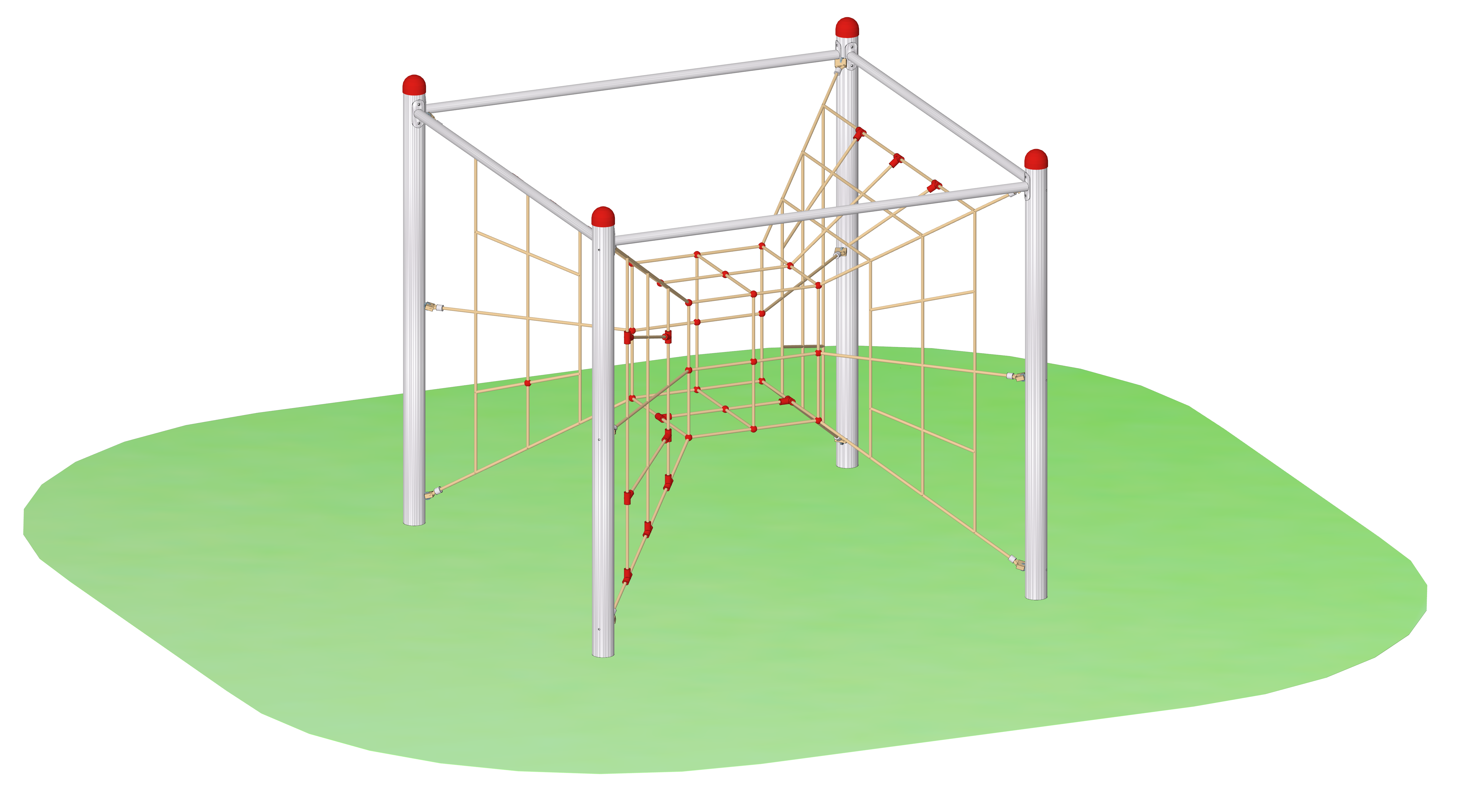 Seilparcours "Netzkubus" mit Edelstahlpfosten