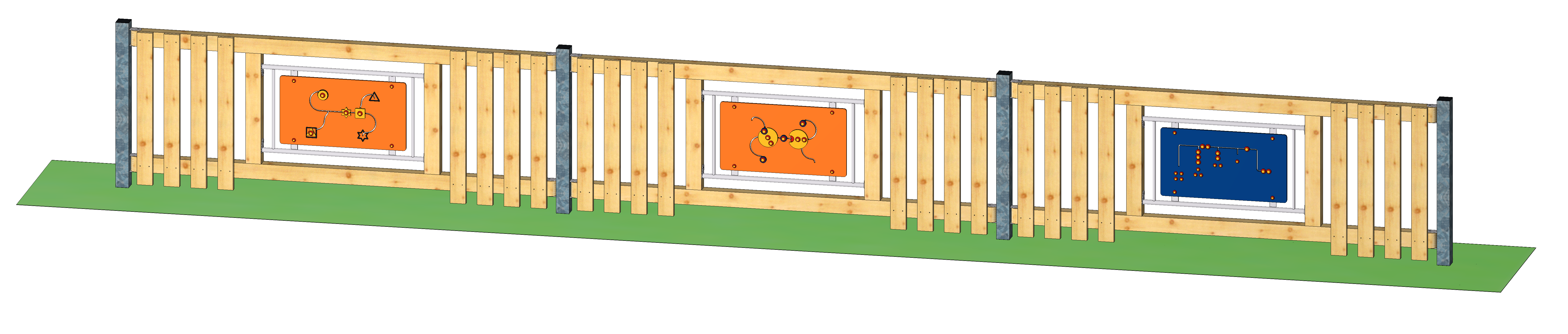 Zaun mit Motorikelementen "Im Storchenhain"