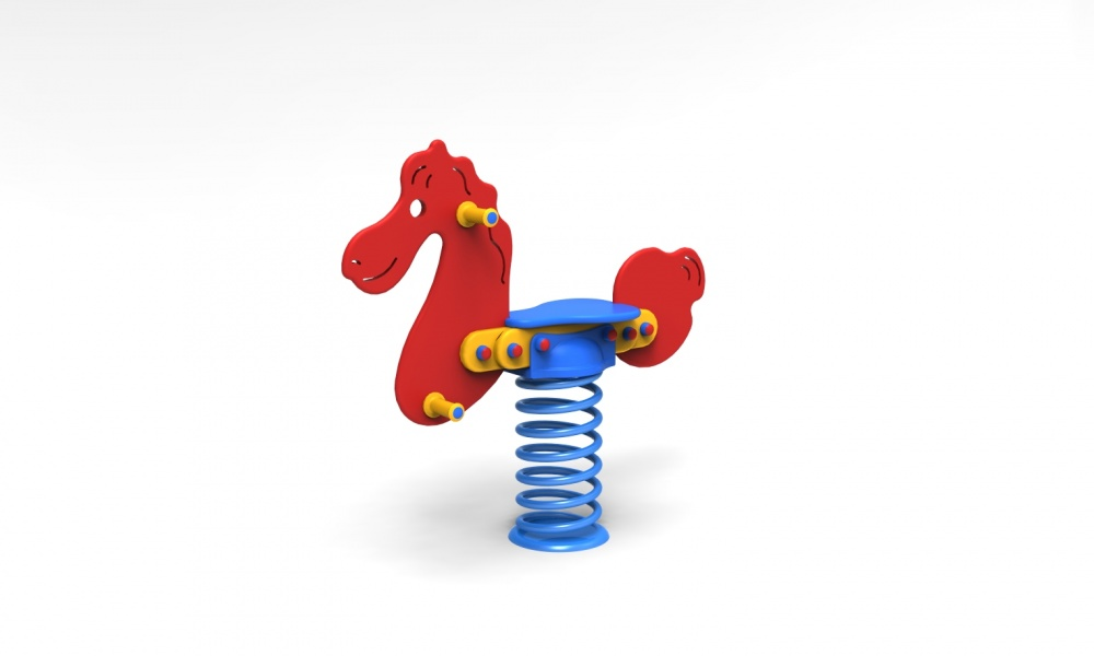 Feder-Pony aus PE-Platten, komplett (Oberteil, Feder, Untergestell)