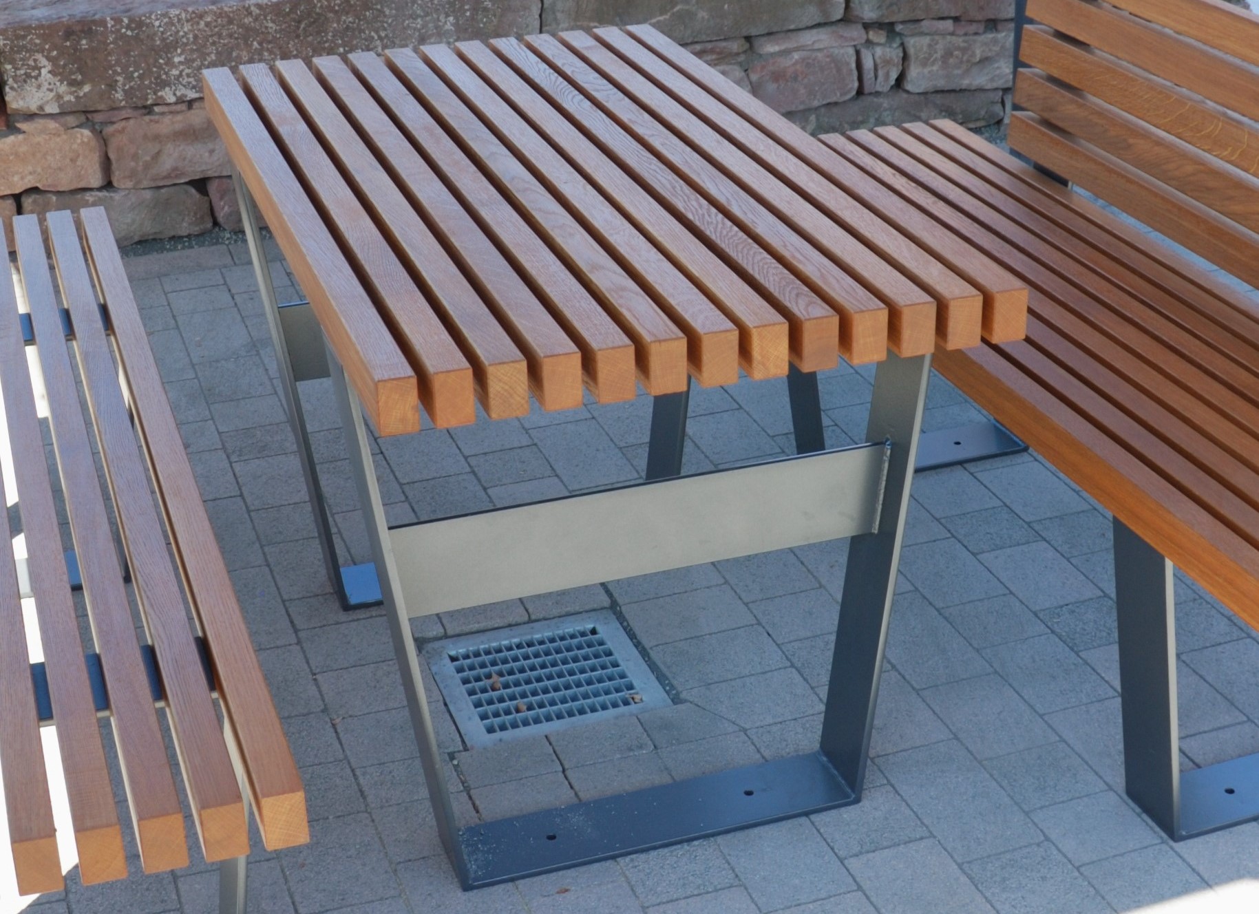 Tisch "Mosel", Bankauflage Eiche