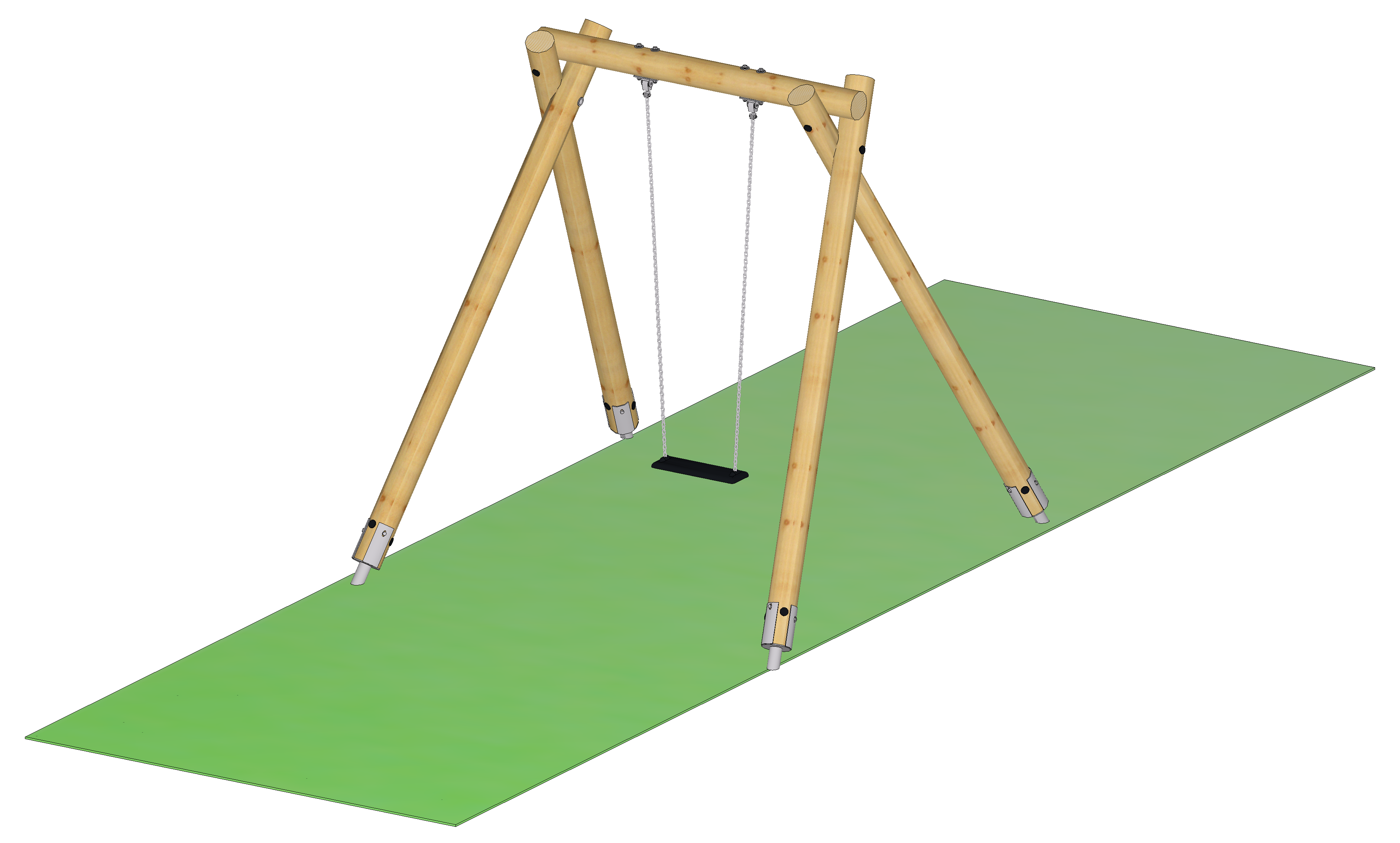 1-Sitzer-Schaukel, Rundholz schräg