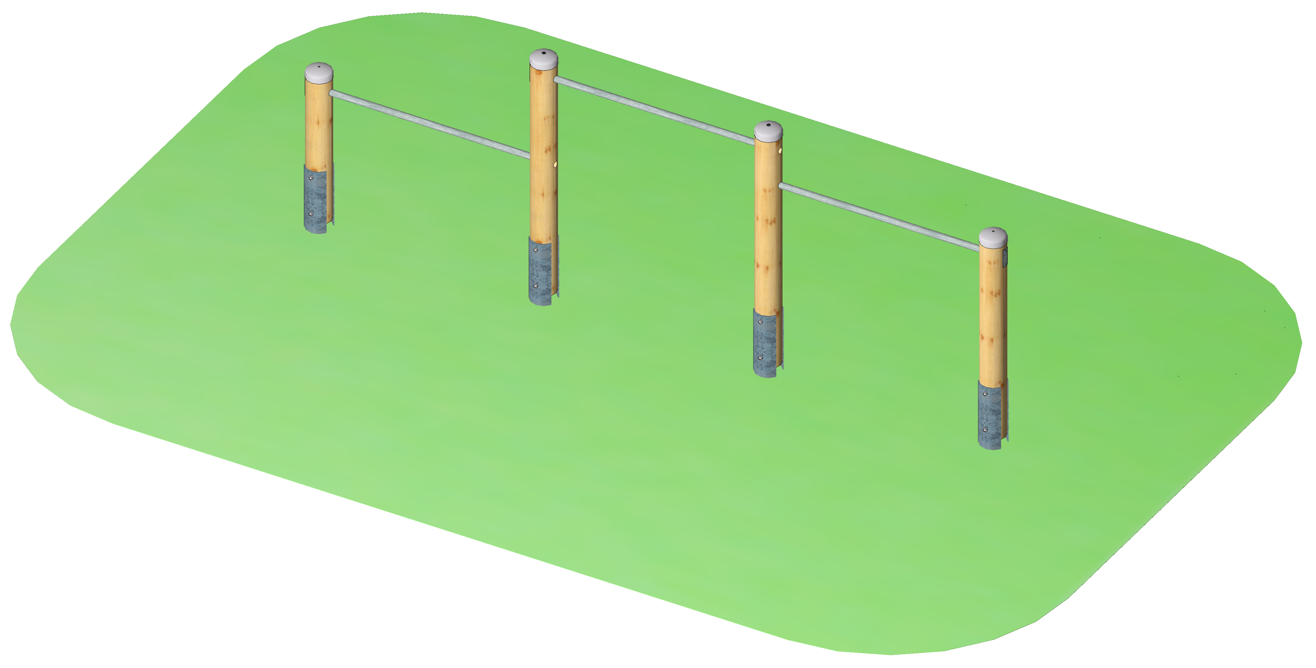 Dreier-Reck, Rundholz H=80, 130, 110 cm