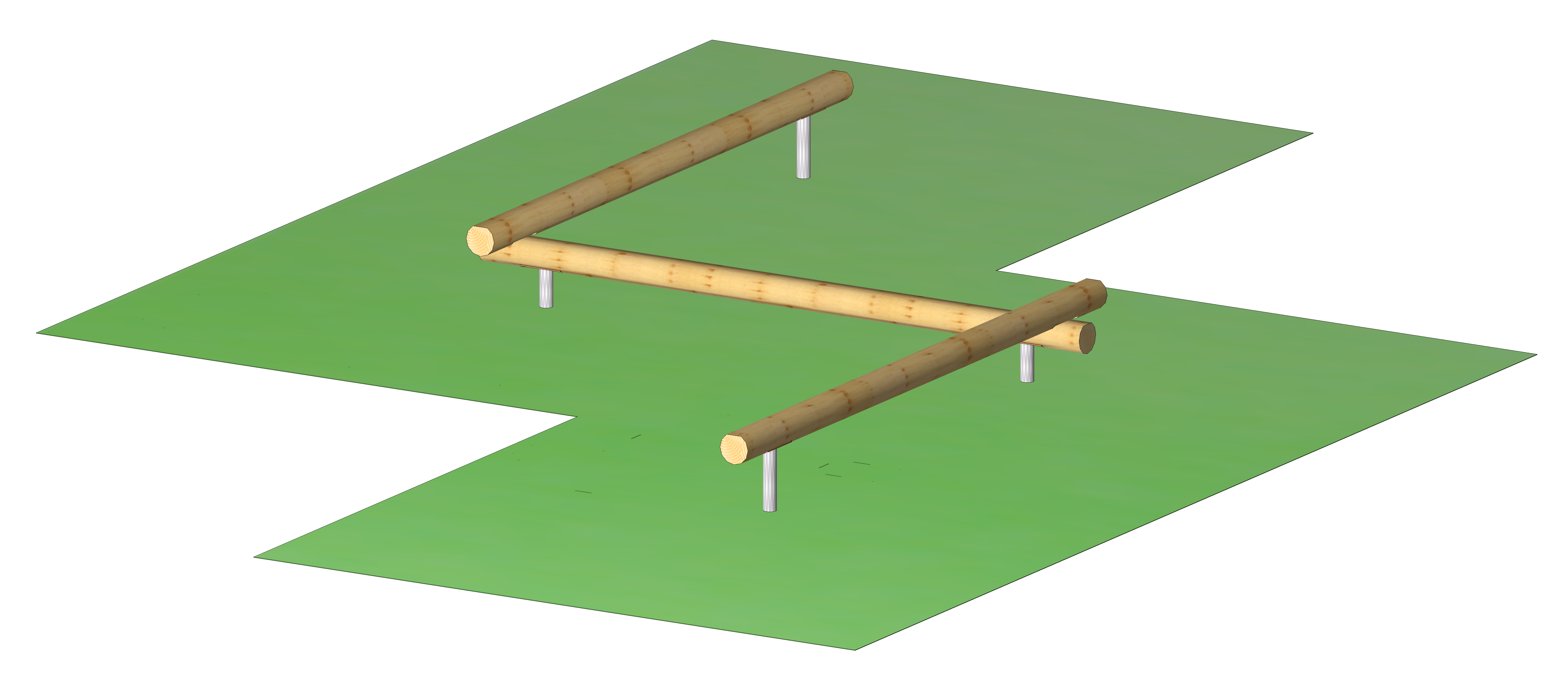 Dreier-Balancierbalken auf Metallständern