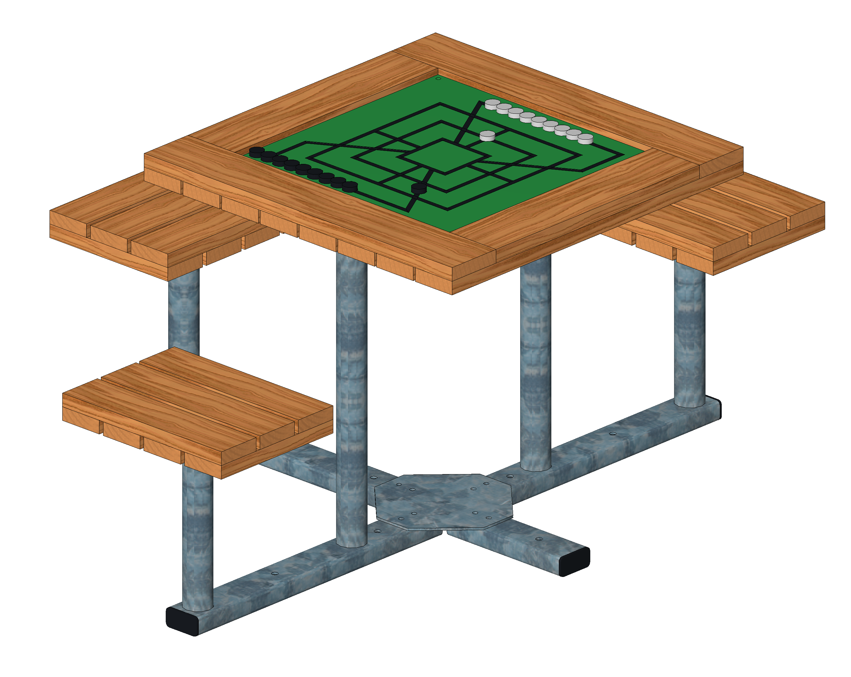 Sitzgruppe 3-Sitzer "Spieltisch", ohne Spielbrett (dieses wird separat bestellt)