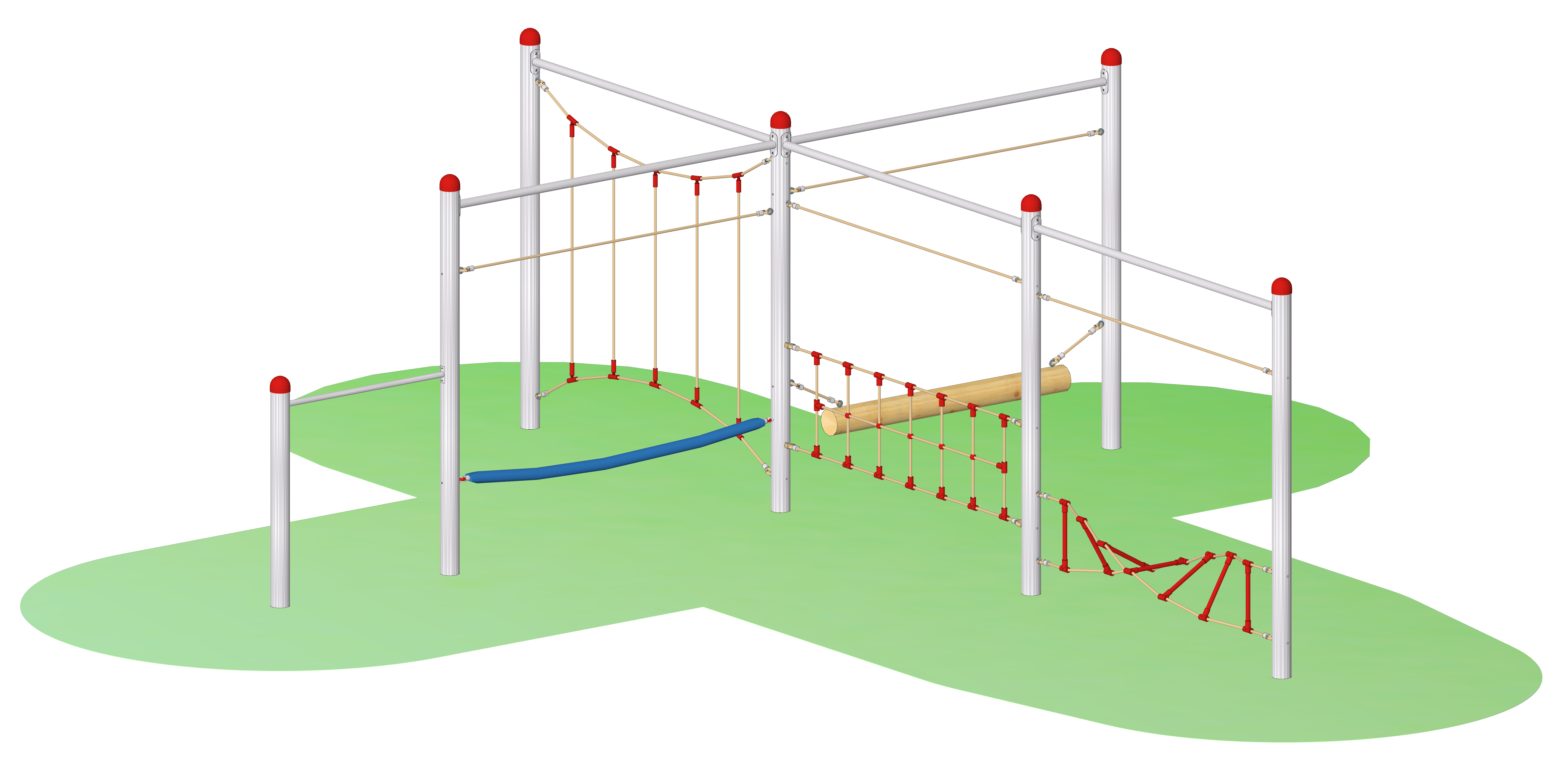 Seilparcours "Kombination 82" - Monte Viso mit Edelstahlpfosten