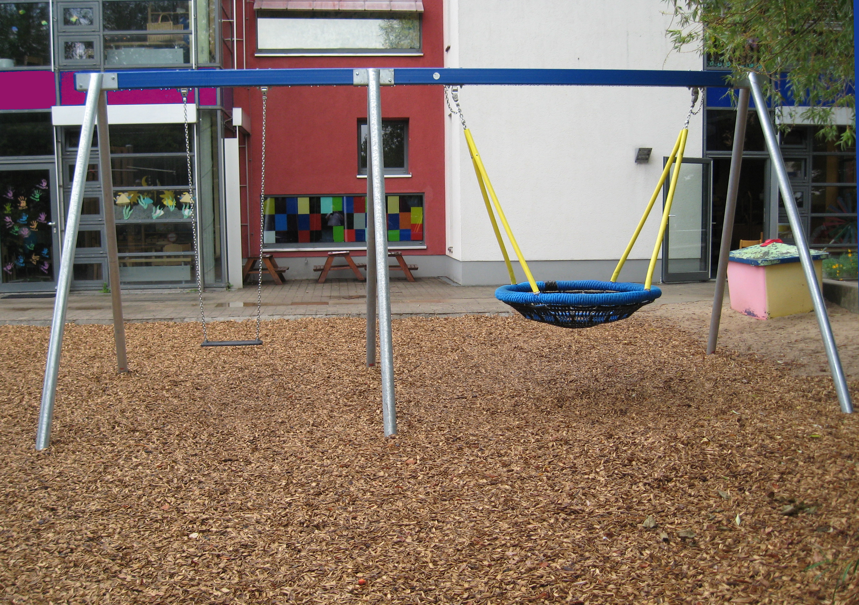 Nestschaukel mit 1-Sitzer-Schaukel, Stahl, verzinkt - Gliedermatte