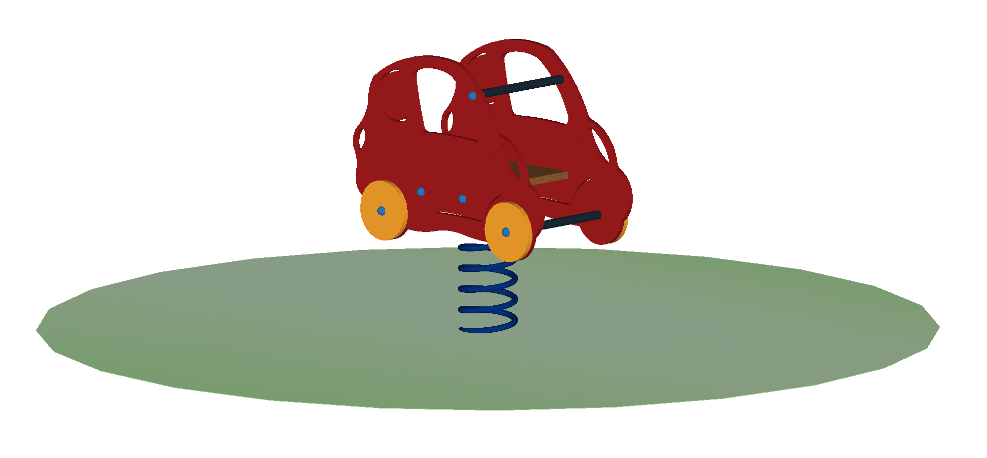 Feder-Auto aus PE-Platten, komplett (Oberteil, Feder, Untergestell)
