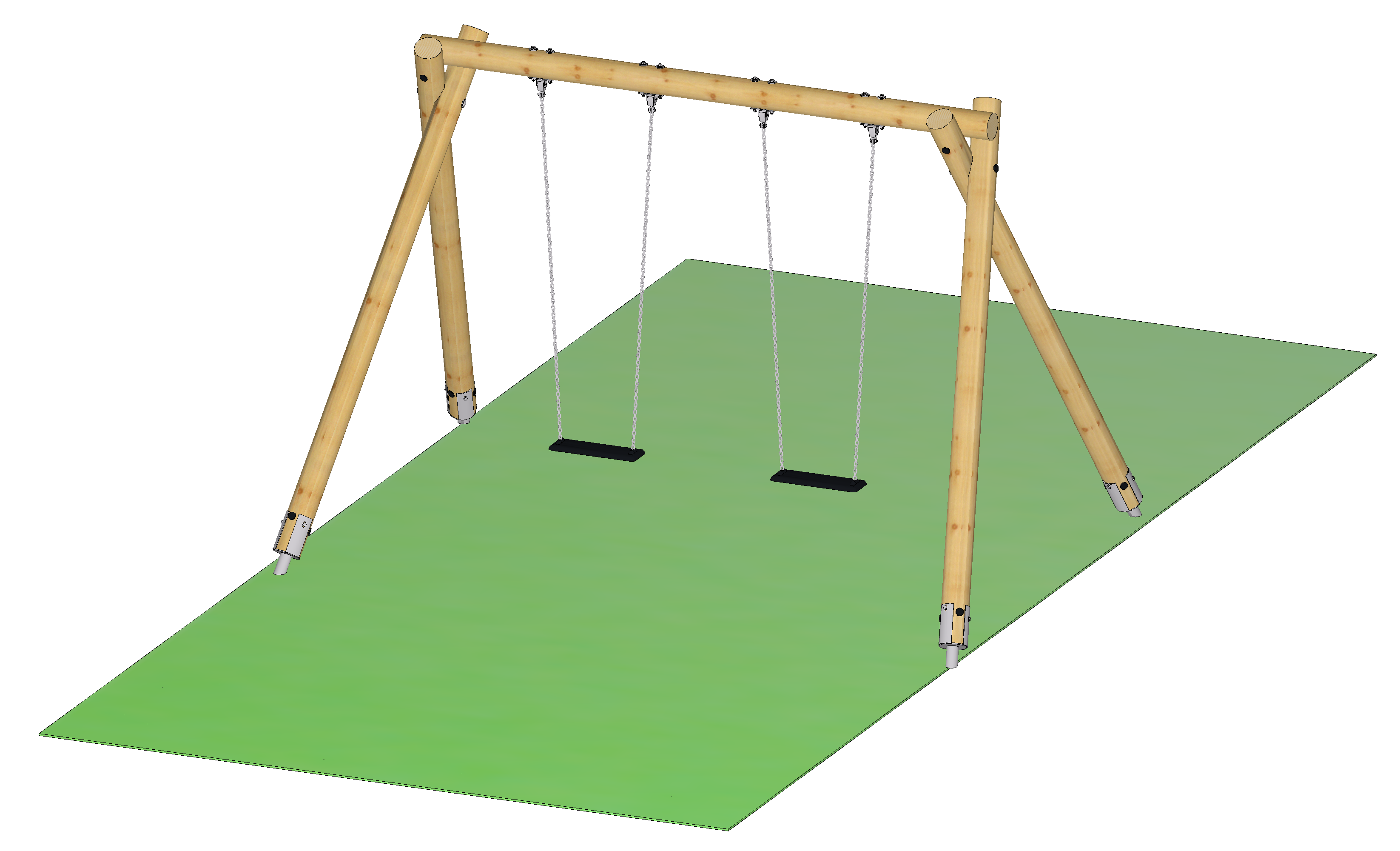 2-Sitzer-Schaukel, Rundholz schräg