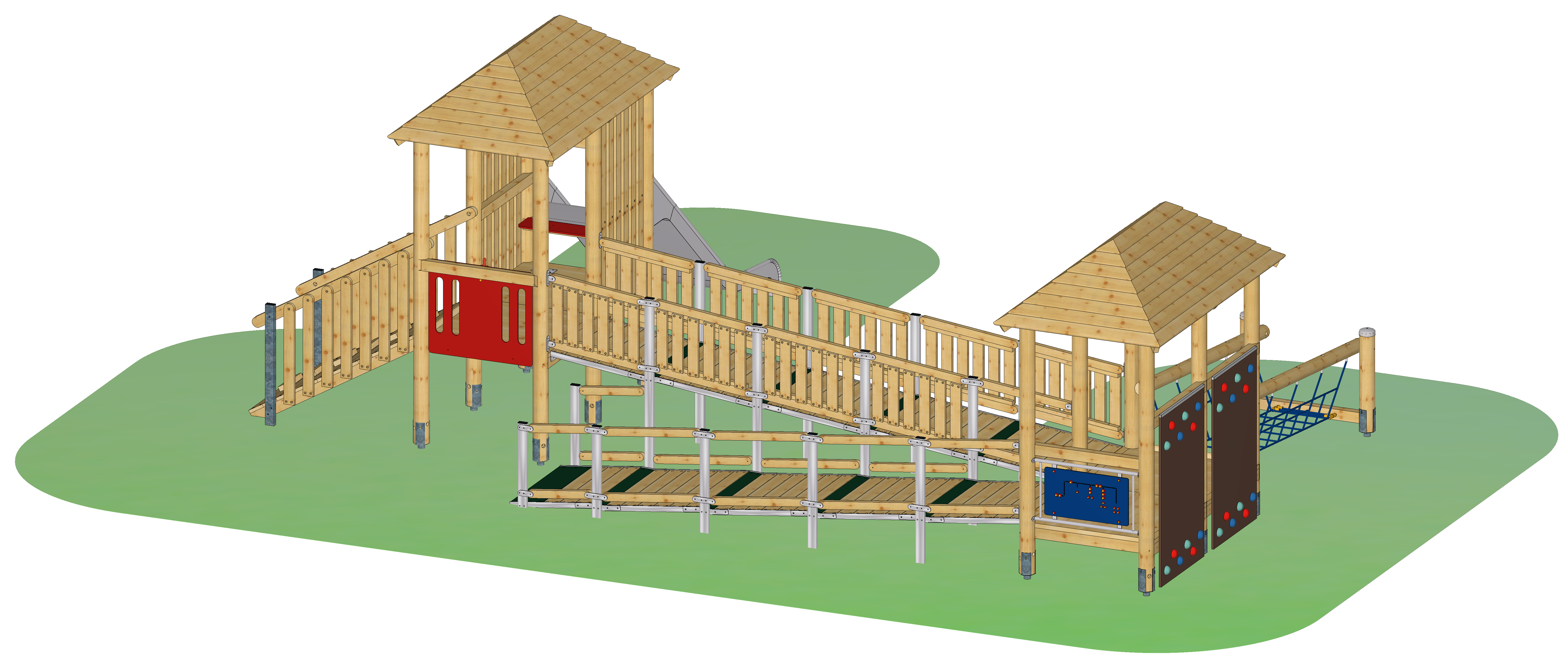 Rollstuhlbefahrbare Spielkombination "Huosiring"