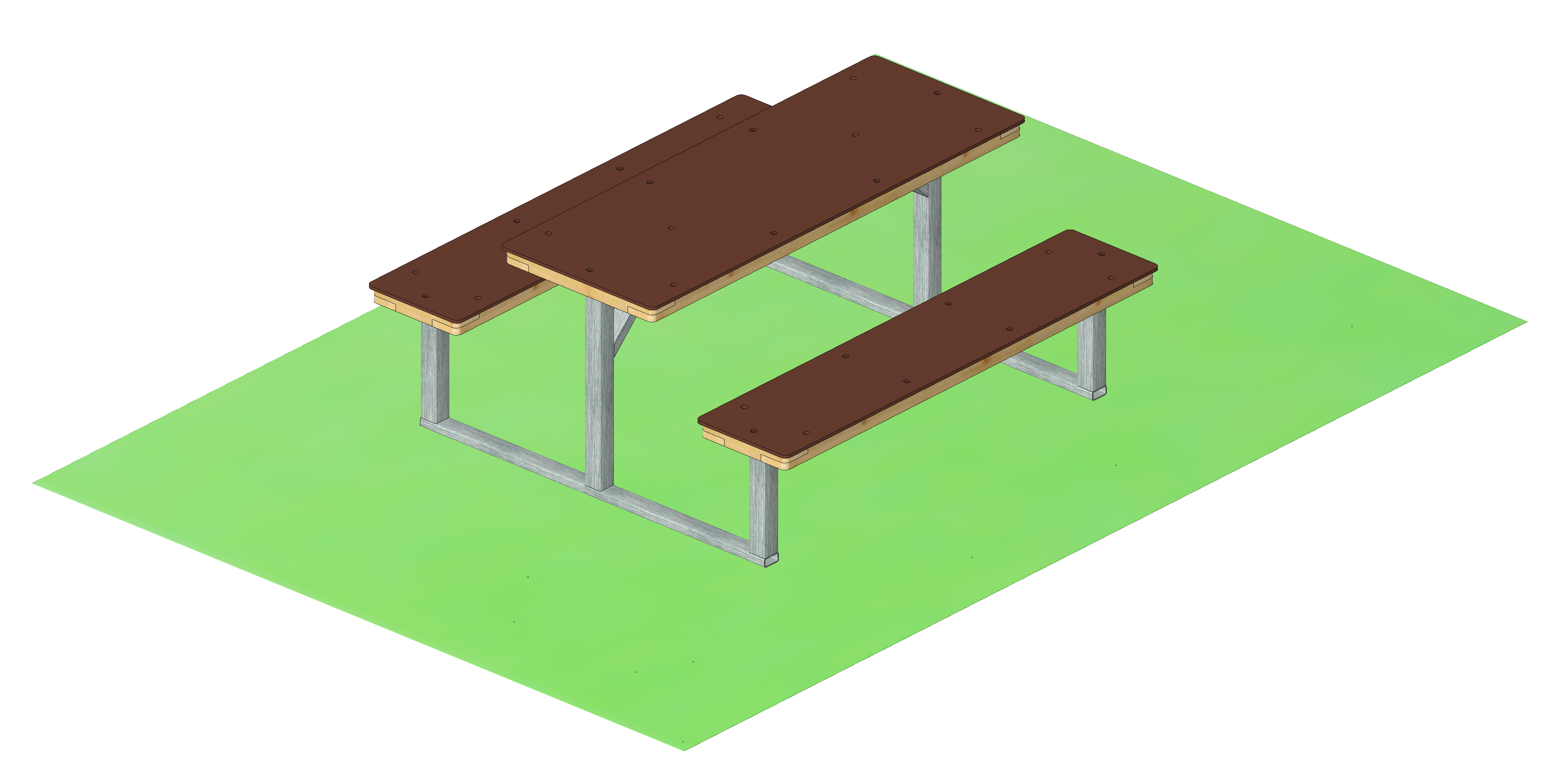 Kompakt-Sitzgruppe HPL mit Stahluntergestell