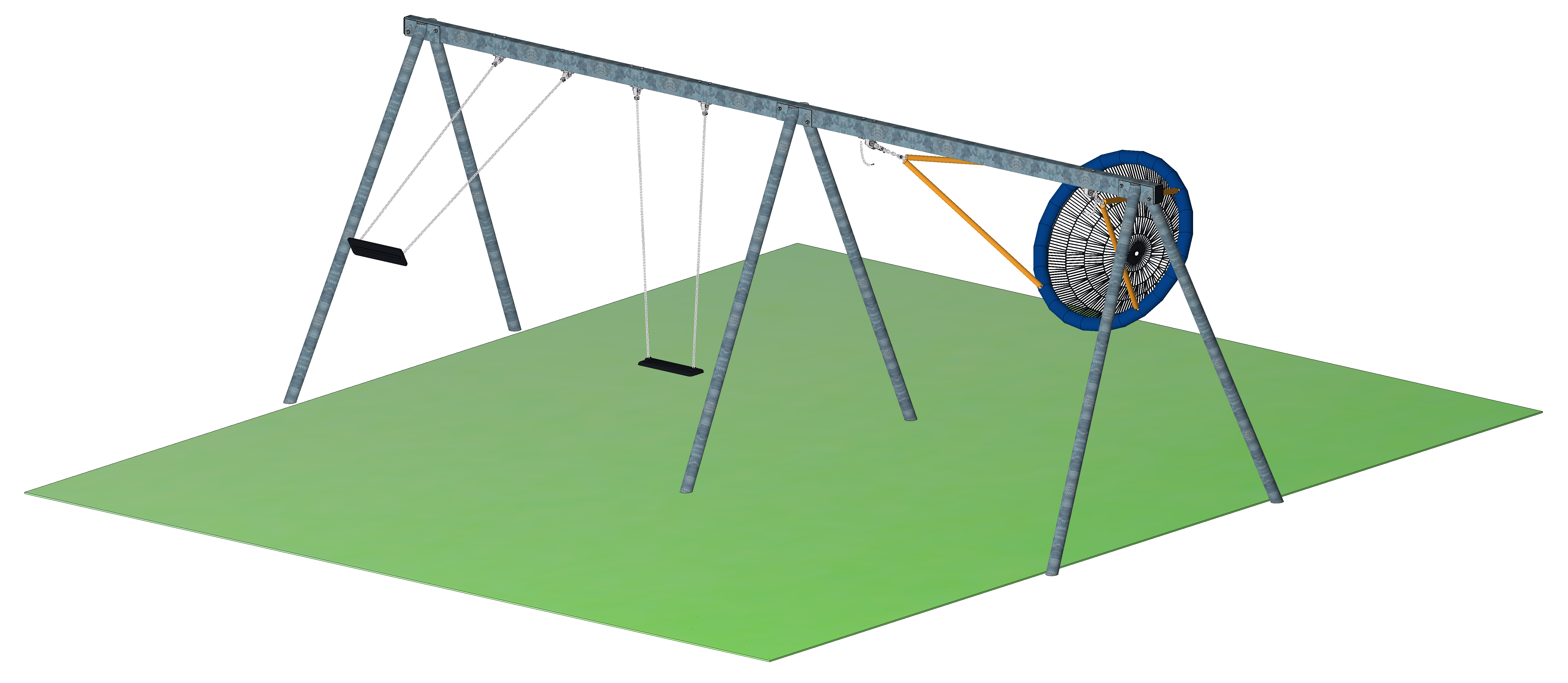 Nestschaukel mit 2-Sitzer-Schaukel, Stahl, verzinkt - 1 x Gliedermatte, 2 x G