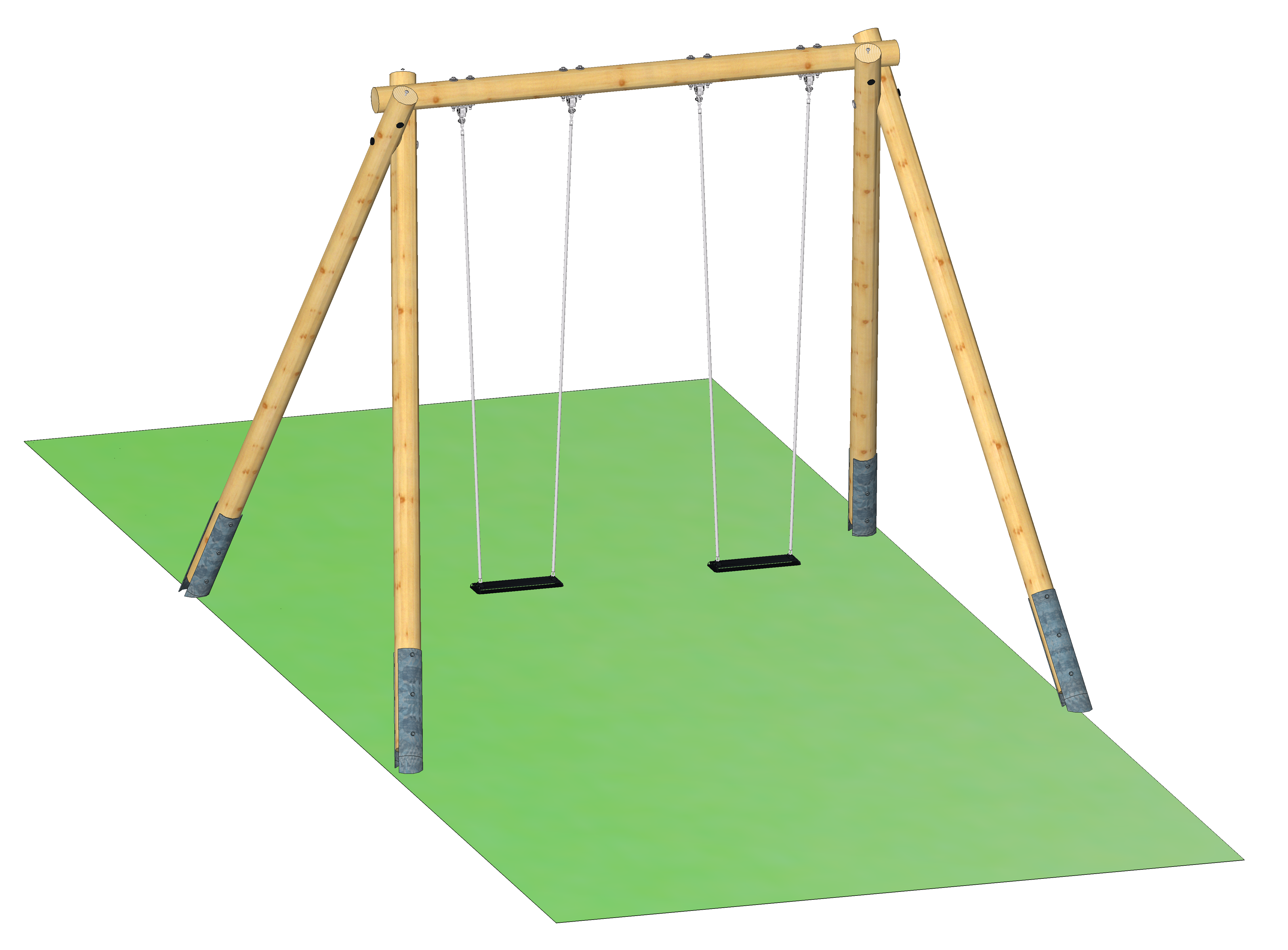 2-Sitzer-Schaukel, Rundholz mit Pfostenschuhen H=300