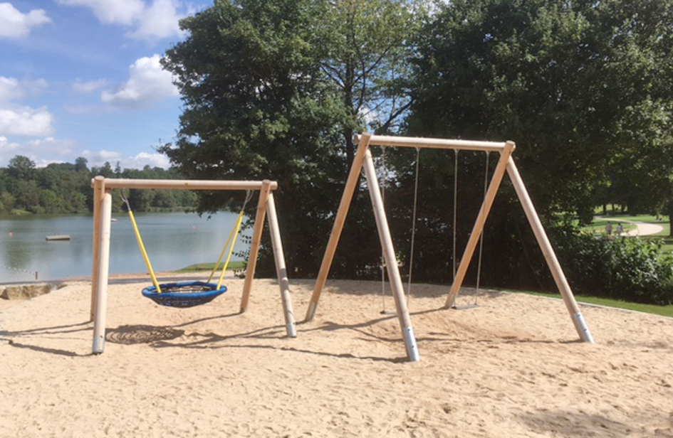 2-Sitzer-Schaukel, Rundholz mit Pfostenschuhen H=300