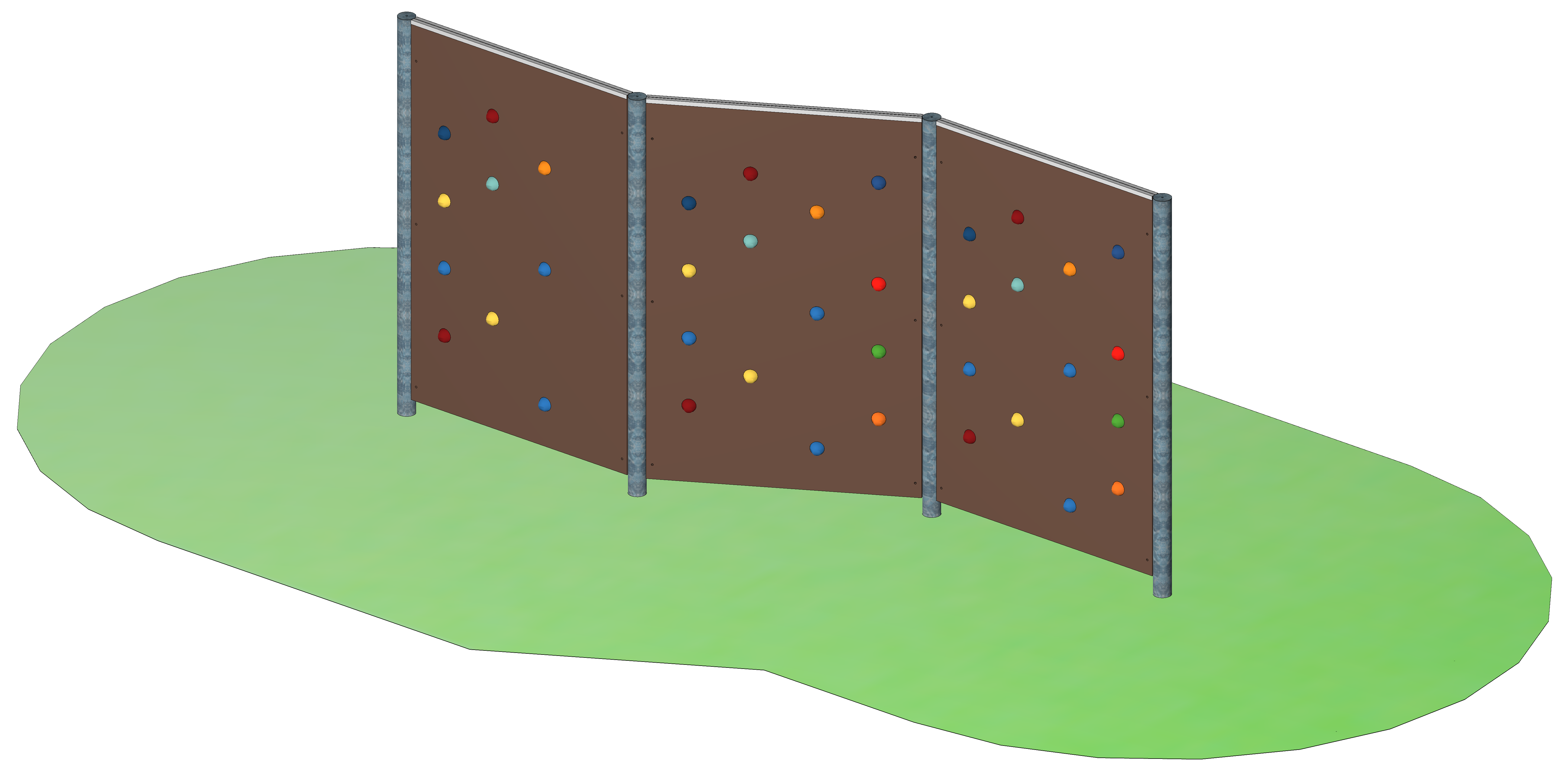 Freistehende Free-Climbing-Wand, dreiteilig, beidseitig bekletterbar