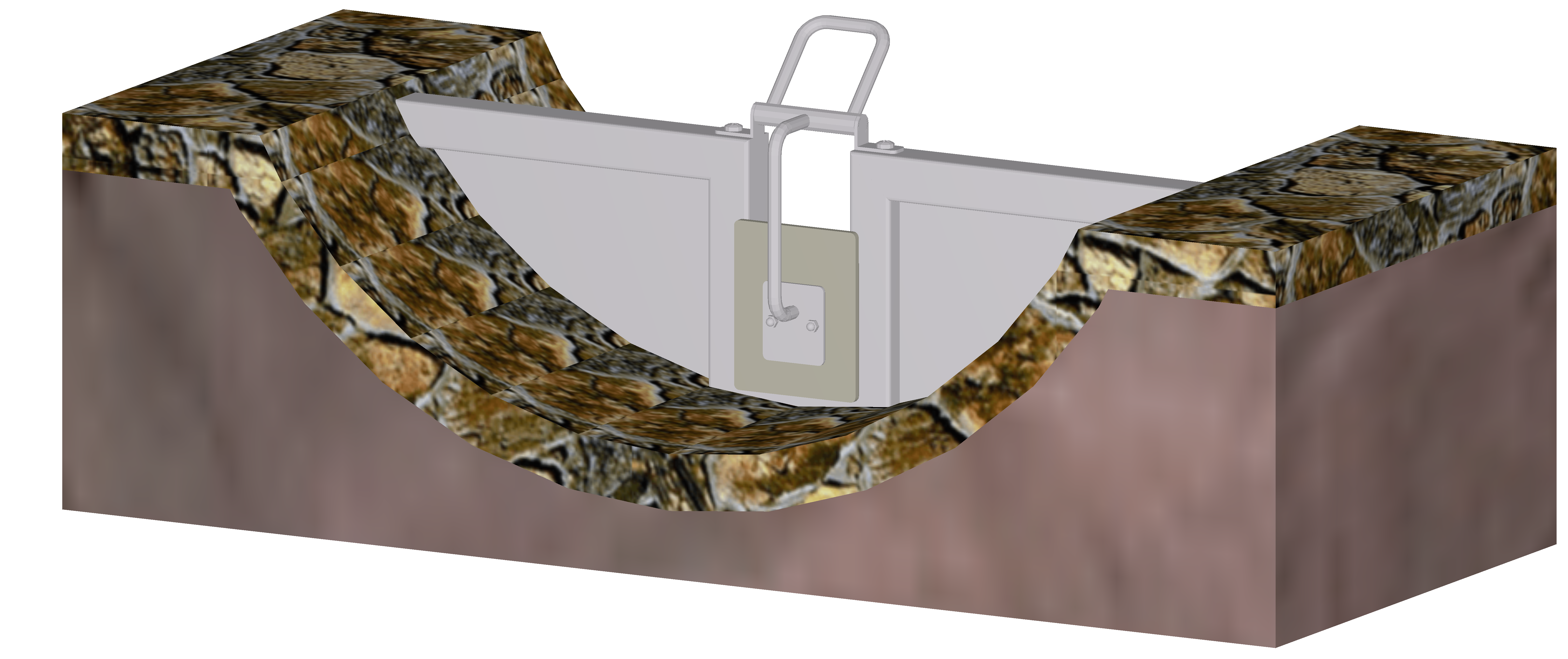 Klappwehr aus Edelstahl zum Einbetonieren