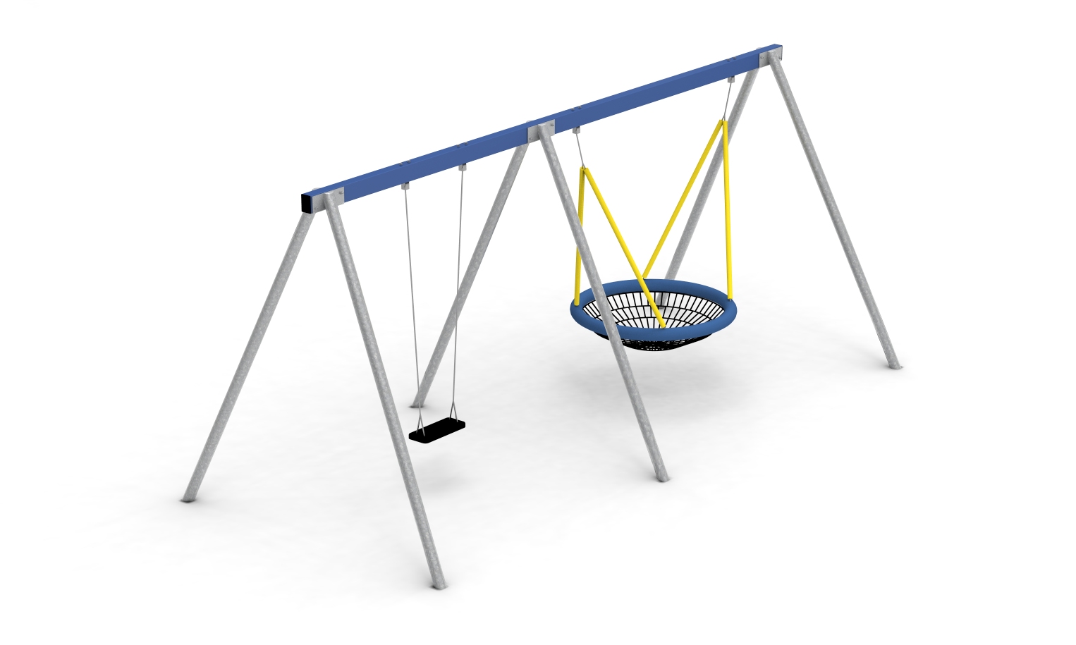 Nestschaukel mit 1-Sitzer-Schaukel, Stahl, verzinkt - Gliedermatte