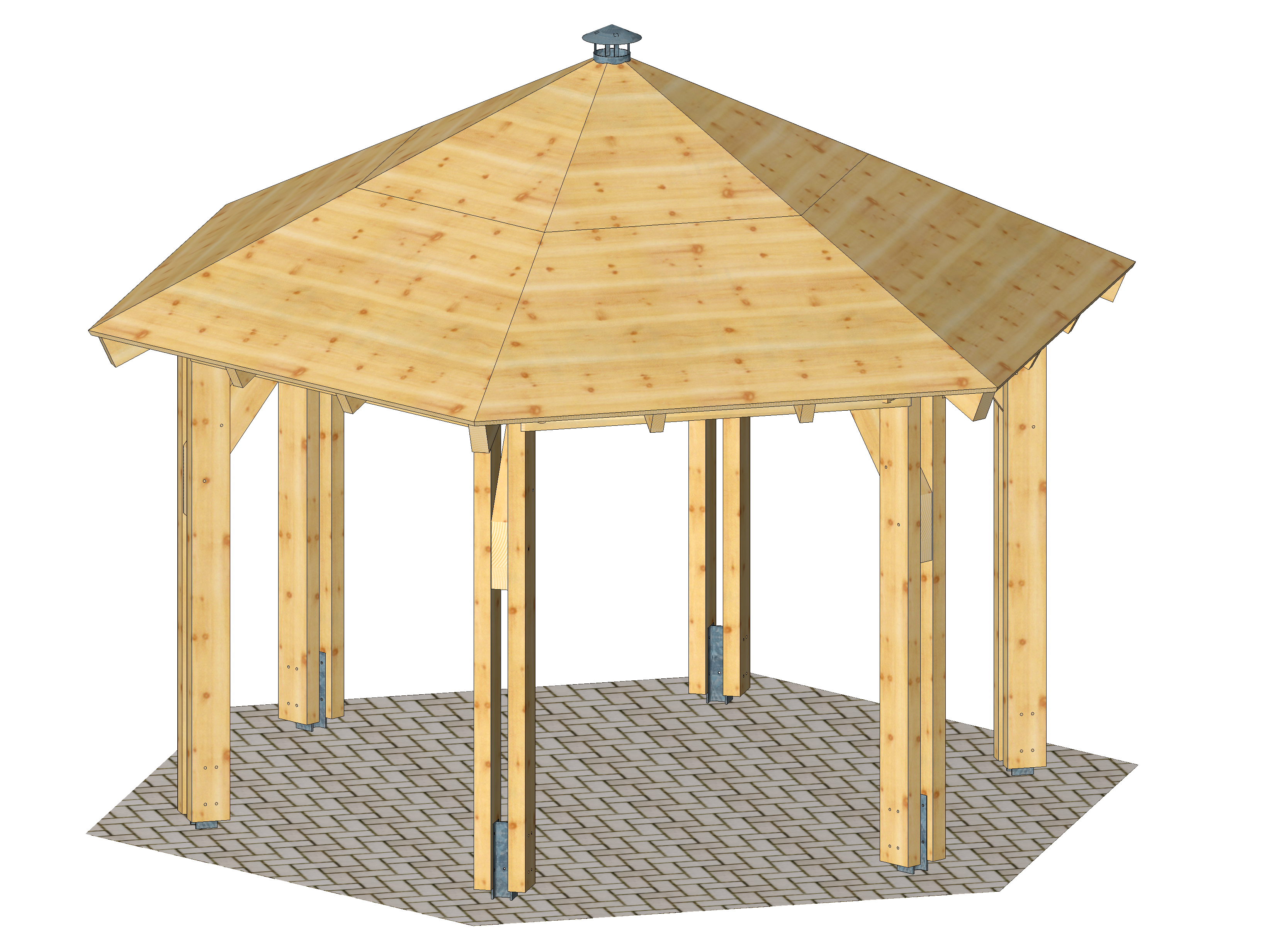 Sechseckpavillon D=4,00 m mit Rauchabzug