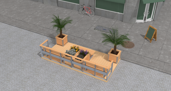 Parklet "Neckar 1" - Einsatzbeispiel (Pflanzen nicht im Lieferumfang)