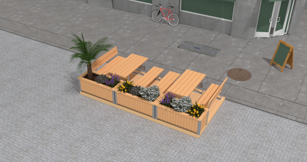 Parklet "Neckar 2" - Einsatzbeispiel (Pflanzen nicht im Lieferumfang)
