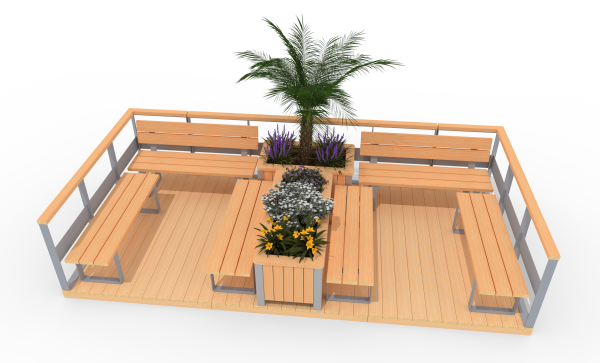 Parklet "Neckar 3" - Einsatzbeispiel (Pflanzen nicht im Lieferumfang)
