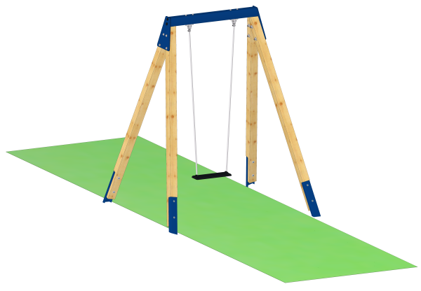 Einsitzerschaukel mit Brettsitz und Schaukelbalken aus Stahl