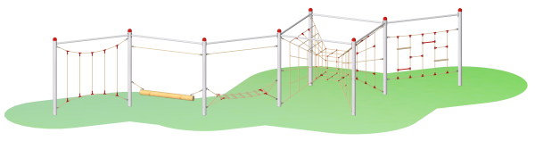 Seilparcours "Kombination 25" mit Edelstahlpfosten