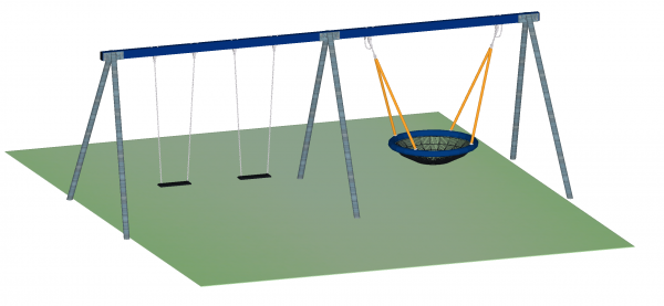 Nestschaukel mit 2-Sitzer-Schaukel, Stahl, verzinkt - Gliedermatte