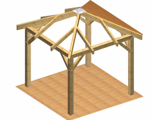 Viereckpavillon 2,6 x 2,6 m - Skelettansicht