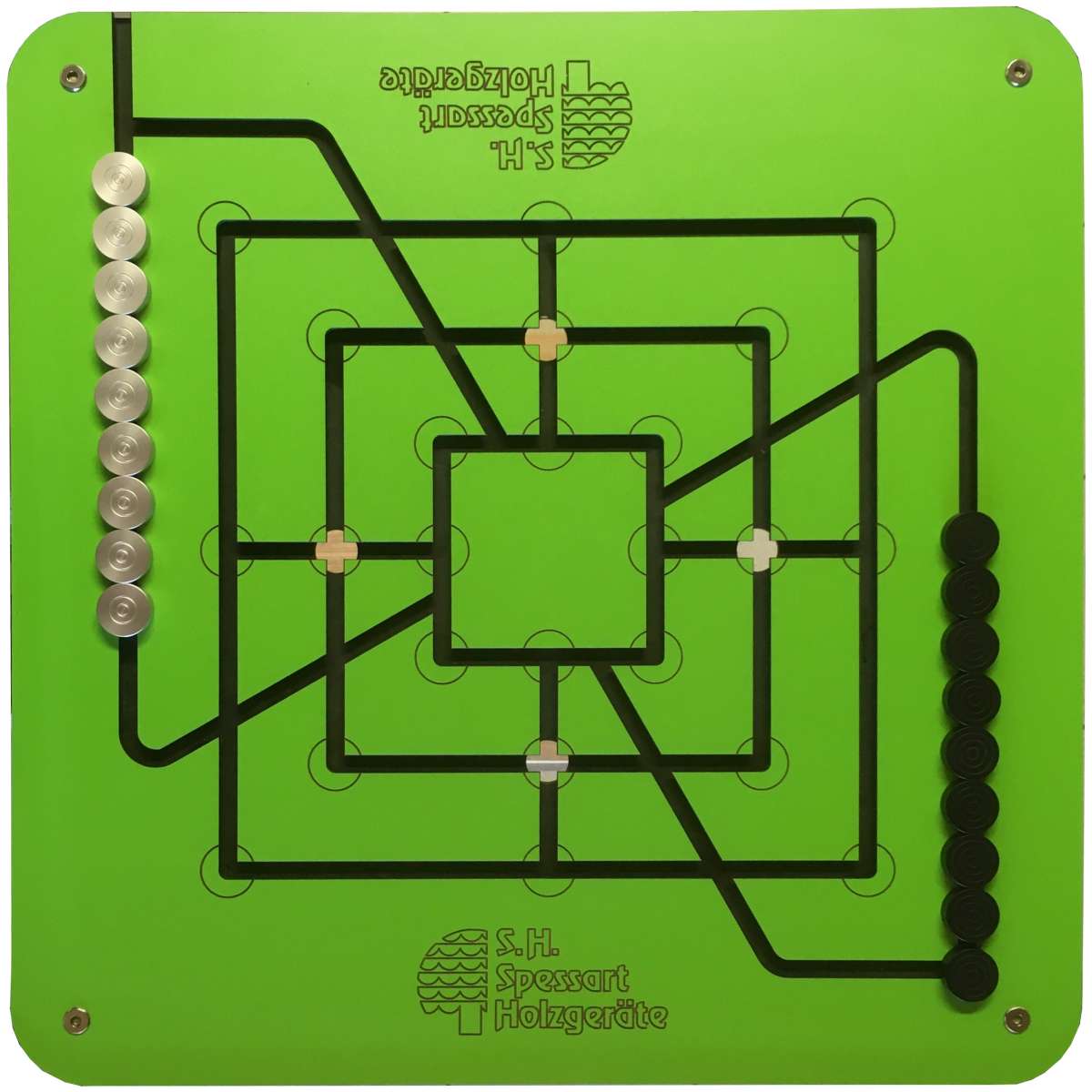 Spielbrett "Mühle" mit integrierten Spielsteinen | S.H. Spessart