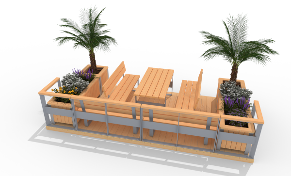 Parklet "Neckar 4" - Einsatzbeispiel (Pflanzen nicht im Lieferumfang)