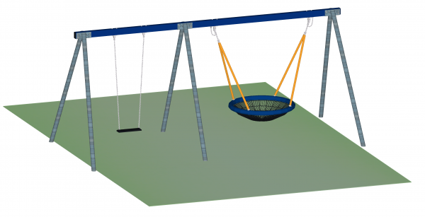 Nestschaukel mit 1-Sitzer-Schaukel, Stahl, verzinkt - Gliedermatte